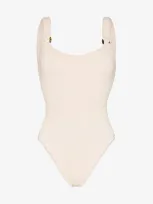 Hunza G Domino Crinkle-effect Swimsuit In Neutrals