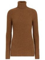 Saint Laurent Ribbed-knit Wool And Cashmere Turtleneck Sweater In Beige