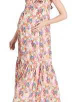 Ingrid & Isabel Ruffle Sleeve Tiered Maxi Dress In Garden