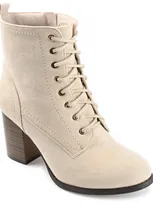 Journee Collection Women's Baylor Lace-up Booties Women's Shoes In Bone