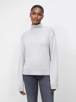 Lafayette 148 Knit Raglan-sleeve Turtleneck Sweater In White