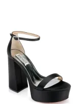 Badgley Mischka Party Ankle Strap Platform Sandal In Black Satin