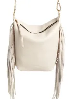 Allsaints Evaline Fringe Leather Crossbody Bag In White