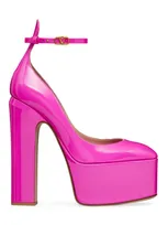 Valentino Garavani Tan-go Patent-leather Heeled Platforms In Pink