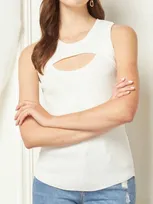 Entro Keyhole Sleeveless Tank In White