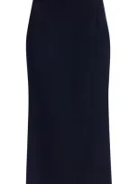 Alessandra Rich "virgin Wool Midi Skirt" In Blue