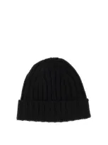 Aspesi Ribbed Chunky Knit Beanie In Black