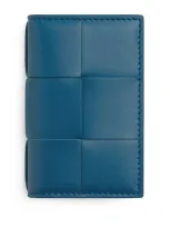 Bottega Veneta Leather Cassette Flap Wallet In Blue