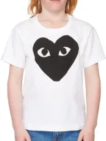 Comme Des Garçons Play Kids White Large Black Heart T-shirt In 1-white/black