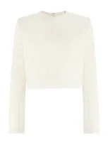 Delpozo Tailored Cotton Crop Top In White