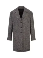 Ermanno Scervino Herringbone Wool Midi Coat In Black