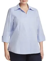 Foxcroft Plus Taylor Blouse In Blue Wave