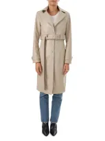 Lamarque Katija Convertible Faux Leather Trench Coat In Clay