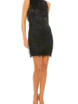 Mac Duggal Women's Beaded Fringe Body-con Minidress In Black