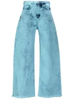 Marques' Almeida Marques'almeida Logo Patch Wide Leg Jeans In Green