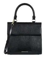 Modern Picnic The Faux Lizard Embossed Luncher In Black