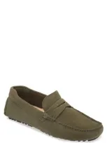 Nordstrom Driving Penny Loafer In Olive Suede