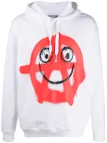 Moschino Graffiti Print Hoodie In White