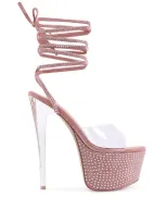 London Rag Sugar Mom Strappy Diamante Platform High Heels Sandal In Pink