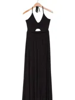 Go Couture Cutout Halter Dress In Black