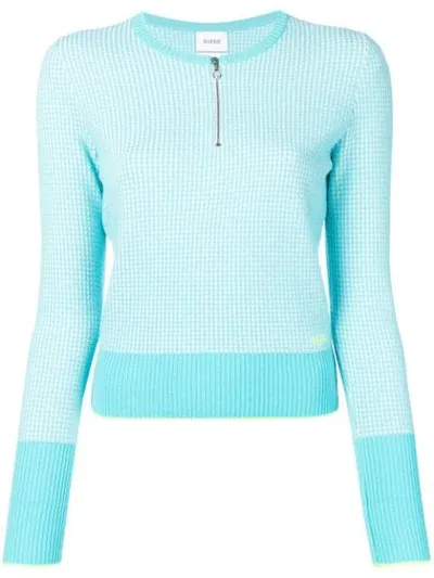 Barrie Waffle-knit Fitted Sweater In Blue