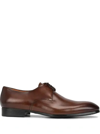 Santoni Men's Induct Burnished Leather Derby Shoes In Brown