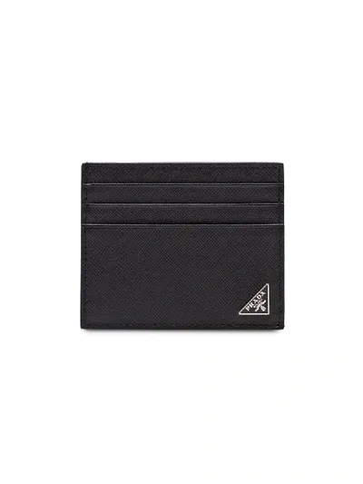 Prada Logo Plaque Cardholder In Black