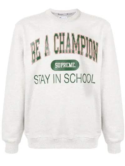 Supreme Champion Stay In School Sweater In White