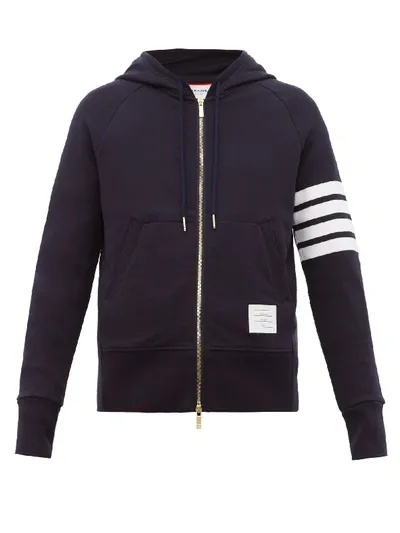 Thom Browne Hooded Sweatshirt With Zip In Blue