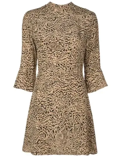 Hvn Mini Ashley Bell Sleeve Dress In Brown