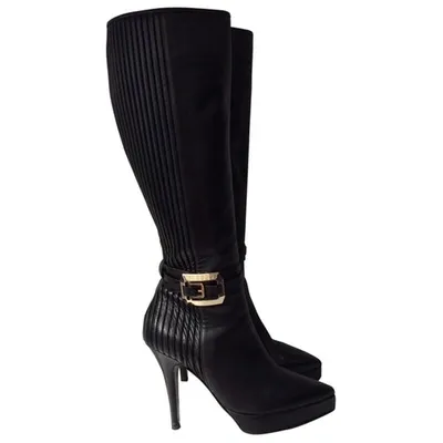 Pre-owned Versace Leather Boots In Black