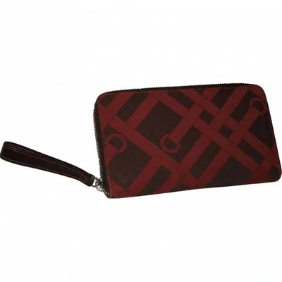 Pre-owned Lancel Cloth Clutch In Burgundy