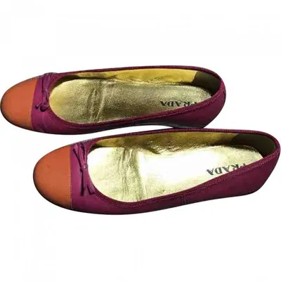 Pre-owned Prada Leather Ballet Flats In Pink