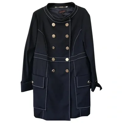 Pre-owned Escada Trench Coat In Blue