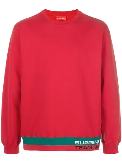 Supreme Rib Stripe Crew Neck Sweatshirt In Red