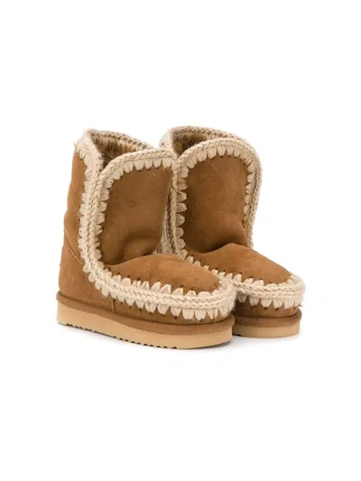 Mou Kids' Eskimo Shearling Low Boots In Brown