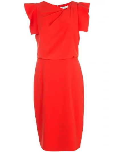 Halston Heritage Draped Midi Dress In Red