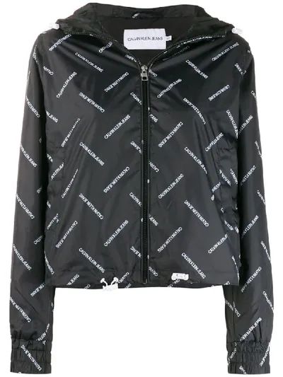 Calvin Klein Jeans Est.1978 Logo Print Shell Jacket In Black