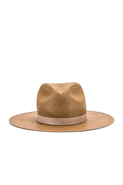 Janessa Leone Hollis Packable Woven Fedora Hat In Brown