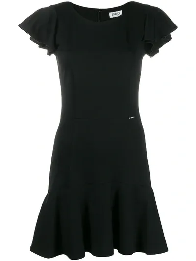 Liu •jo Ruffle Trimmed Mini Dress In Black