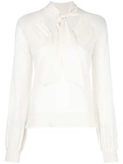 Jonathan Simkhai Tied Neck Jumper In White