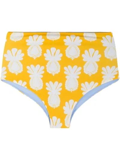 La Doublej Pineapple Print Surf Briefs In Yellow