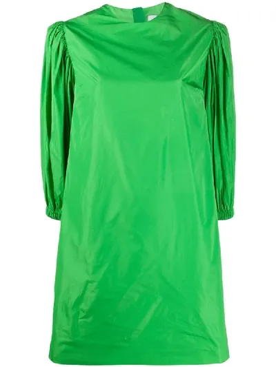 Msgm Puff-shoulder Midi Dress In Green