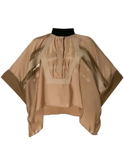 Sacai Asymmetrical Tunic Blouse In Brown