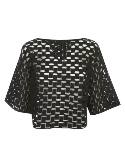 Pierantoniogaspari Mesh Knitted Cropped Top In Black