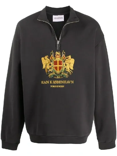 Han Kjobenhavn Embroidered Crest Sweatshirt In Black