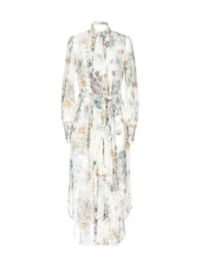 Zimmermann Daphne Print Scalloped-trimmed Dress In White