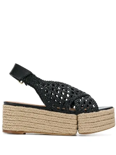 Paloma Barceló Liliah Woven Flatform Sandals In Black