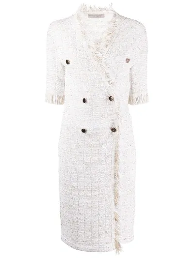 D-exterior Tweed Double-breasted Dress In Neutrals