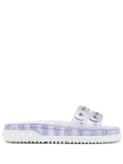 Valentino Garavani Rockstud Transparent Slides In White